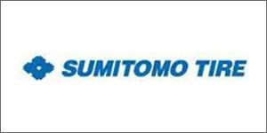 A blue and white logo of sumitomo tire.