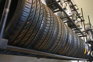 fm=f_126512 A row of tires hanging from the ceiling.